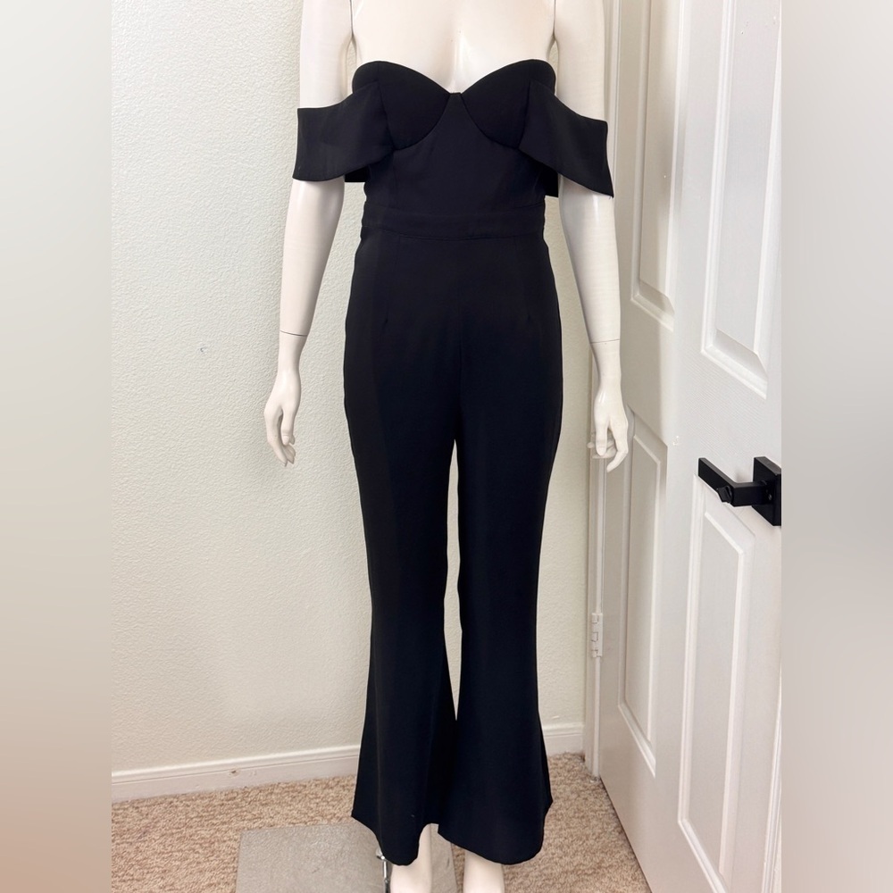 Herve Leger Black Off-Shoulder Jumpsuit Size Medium. A1